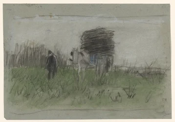Man with Horse and Cart in the Dunes
