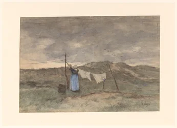 Woman by a Clothesline in the Dunes