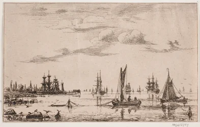 Ships and Boats in Calm Weather by the Coast
