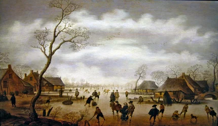 A Winter Scene with Skaters
