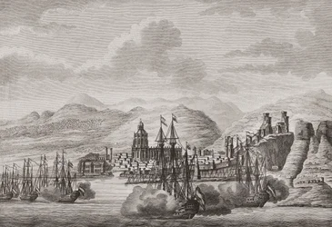 Dutch Fleet off Malaga, Spain 1784 Firing Salute