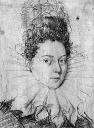 Portrait of a young lady wearing a ruff and with an elaborate coiffe