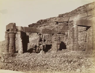 Temple at Gerf Hussein, view of the northeast showing the forecourt of the temple