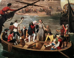 Departure of the Santa Maria, the Pinta and the Nina from Palos in 1492