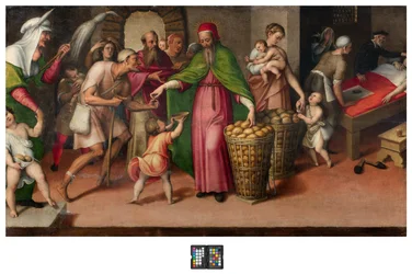Sacristy, Antonio Campi, Charity of San Facio 1568, Original table of the reproduction on the altar of San Facio