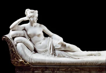 Pauline Bonaparte, Princess Borghese (1780-1825) Represented as Victorious Venus. Marble Sculpture by Antonio Canova (1804-1808) Galleria Borghese
