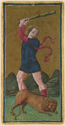 Strength, Facsimile of a Tarot Card from the Visconti Deck, 1441-47
