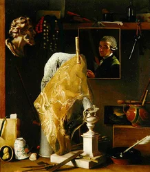 Still Life of Objects with Self Portrait