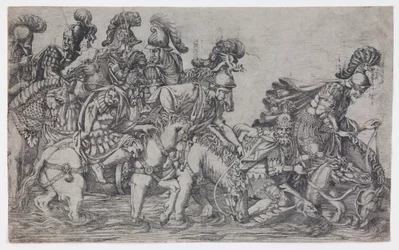 Eight Horsemen Crossing a River