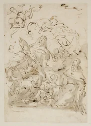 Sketch for an altarpiece with three saints and angels