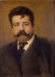 Portrait of Ruggero Leoncavallo, Italian composer (1858 to 1919) (Painting by Antonio Pasinetti, 1894)