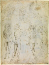 Studies of naked women, Annunciation and two swimming women