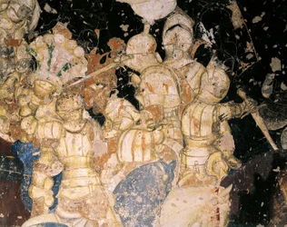 Tournament-Battle of Louvezerp, by Antonio Pisano known as Pisanello, fresco (detail)