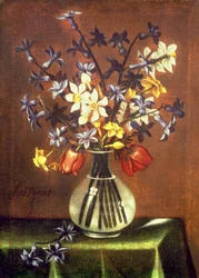Still Life of Flowers including Hyacinth, Tulips and Pheasant Eye