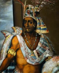 Portrait of Moctezuma II of Tenochtitlan (circa 1466-1520), last king of the Aztecs