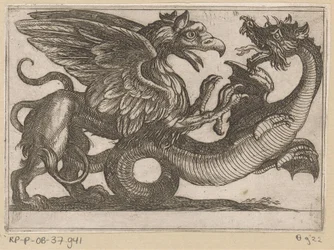 Dragon and Griffin Fighting