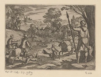 Hunting Rabbits with Men Hunting from the Bushes