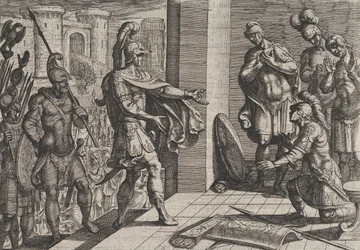 Plate 26: Cerialis Pardons and Relieves Roman Soldiers who had Helped Civilis, from The War