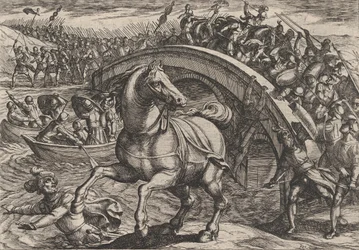 Civilis Forced to Dismount and Swim Across the River