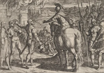 Plate 34: The Romans Burning the Dutch Countryside, from The War of the Romans Against the...
