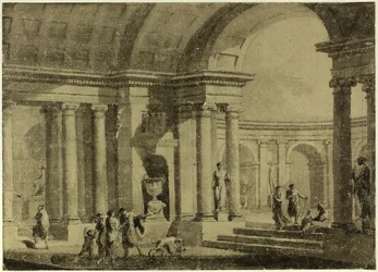 Classical Portico with Figures in Ancient Dress