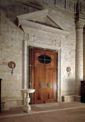 Wooden Door, Interior View of Church of St Biagio