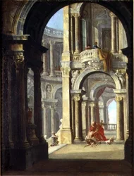 A Capriccio of a Baroque Palace with the Return of the Prodigal Son