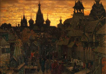 Ancient Moscow. Street in Kitay-gorod in the 17th Century