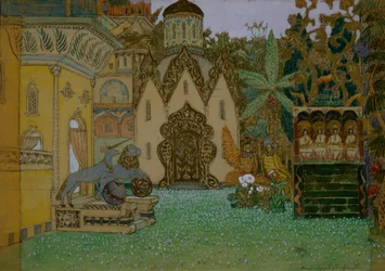 Stage Design for the Opera The Legend of the Invisible City of Kitezh and the Maiden Fevronia by N. Rimsky-Korsakov