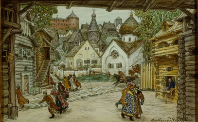 Stage design for the opera The Oprichnik by Pyotr Tchaikovsky, 1911