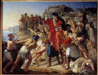The boarding of the Parganiotes. History scene during the Greek War of Independence (1819)
