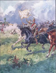A thousand knights are pressing close behind, illustration from Ballads of Famous Fights, c.1900