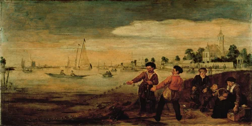 Fishermen on the Bank of the Amstel near the Pauwentuin