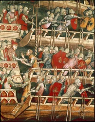 Naval battle in Punta Salvore in the Gulf of Trieste. Detail of the exchanges of hostages