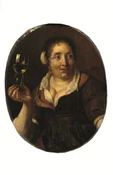 A Peasant Woman Holding a Glass of Wine