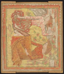 Two young girls in an orchard, c.1895-1900