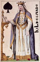 Representation of Hildegarde de Vintzgau (757-783), wife of Charlemagne (detail of a play card)