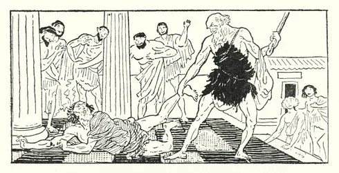 Odysseus Dragging Irus Out of the Hall
