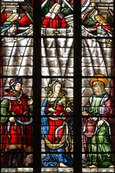 The prophet Daniel, Sibylle Cimmerienne and Saint Matthew the Evangelist - Stained glass of the chapel Saint Louis, Arnaud de Moles (1470-1520) completed in 1513 - Cathedrale Sainte Marie d