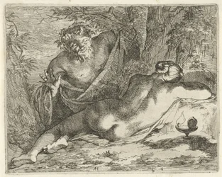 Sleeping Nymph Spied by a Satyr (Scene of Emblems series)