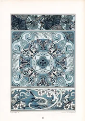 Blue and White Ornamental Patterns with Butterflies and Bird