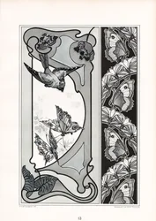 Decorative Panels and Border with Bird and Butterfly Motifs