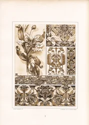 Floral Ornament Studies and Borders in Sepia Tones