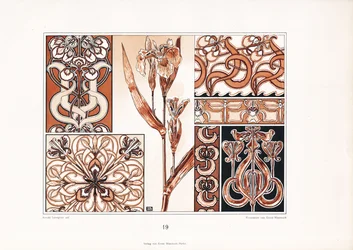 Iris Ornament Patterns in Brown Tones