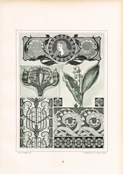 Lily of the Valley Ornamentation with Female Portrait Medallion