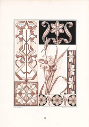 Narcissus Motifs and Geometric Ornaments in Rose Tones