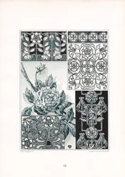 Rose Ornament Studies in Green Tones