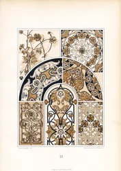 Stylized Floral Patterns in Gold-Brown Tones