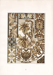 Stylized Leaf Ornaments in Sepia Tones