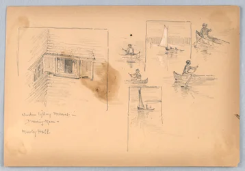 Sketch of People Canoeing and Window